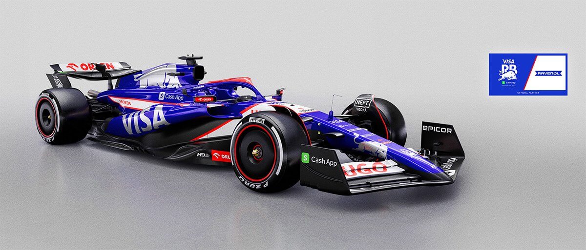 The new Formula 1 car of the Visa Cash App RB F1 Team