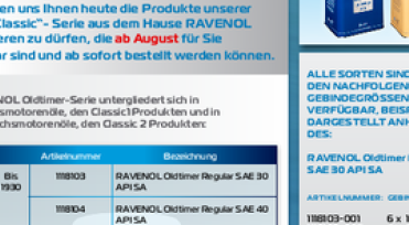 RAVENOL Newsletter – NEW product range: Oils for classic cars
