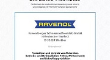 RAVENOL Newsletter: NEW environmental management system according to DIN EN ISO 14001:2009