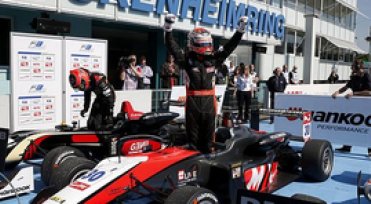 Max Verstappen celebrates his first Formula 3 victory at Hockenheim