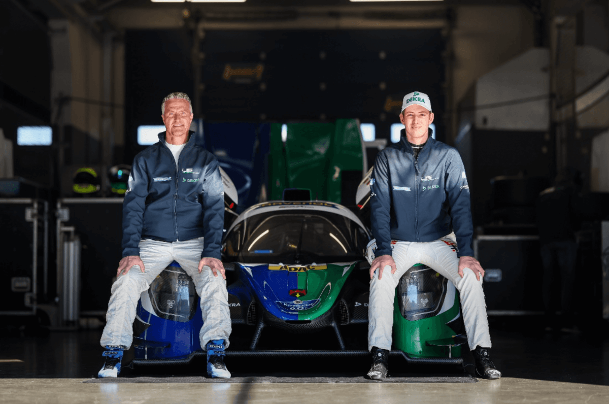 Rald und David Schumacher mit dem LMP3-Prototypen