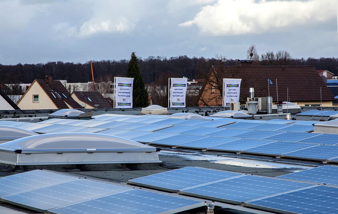 Company roof with solar panels Company roof with solar panels
