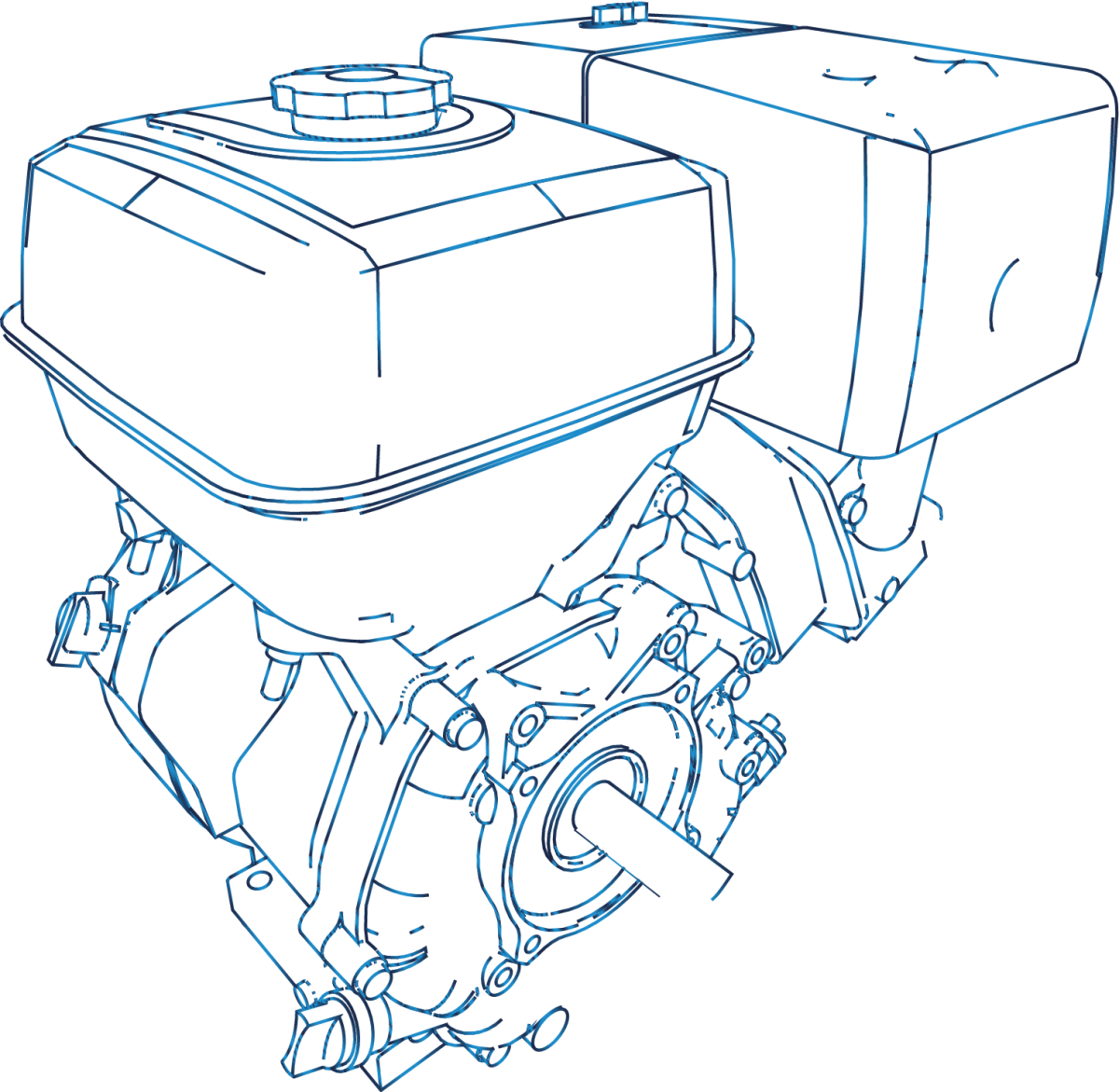 Drawing of a car engine Drawing of a car engine